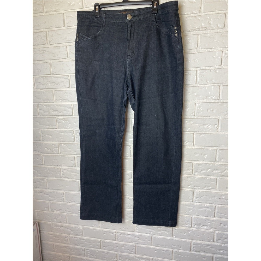Crest Womens Jeans‎ Size 19/20 Black Straight Studded ALTERED HEM SEE 4th PIC